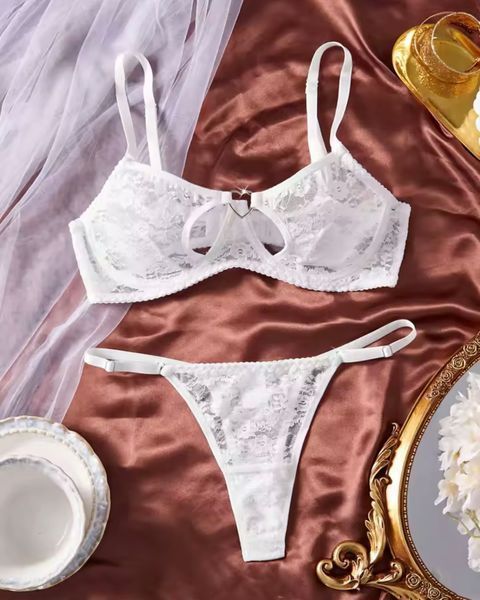 Еротичний комлект білизни Heart White, білий, розмір S KS11 фото