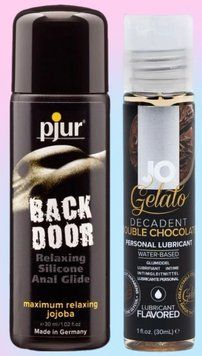 Набор лубрикантов pjur backdoor anal Relaxing jojoba silicone 30 мл + System JO Double Chocolate (30 мл) LB714 фото