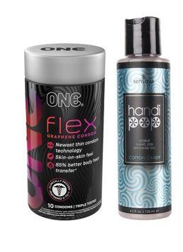 ONE Flex 10 шт. +Вкусный гель для изысканных мануальных и оральных ласк Sensuva &mdash; Handipop Cotton Candy (125 мл) SOS6392 фото