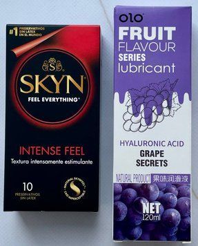 Набір SKYN Intense Feel 10 шт + Гель-лубрикант виноград 120 мл OLO SOS3713 фото
