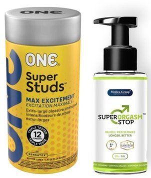 Набор 12 шт ONE Super Studs + Medica-group Super Orgasm Stop 150 мл SOS9015 фото