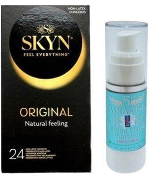 Набір з SKYN ORIGINAL 24 шт + Рідкий вібратор 5th Paradise Liquid Vibrator &mdash; Енергетичний напій (30 мл)  SOS9969 фото