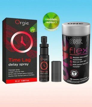 Пролонгатор для мужчин Time Lag, 25 мл. ORGIE+ Набор 10 штук ONE Flex графен SOS6669 фото