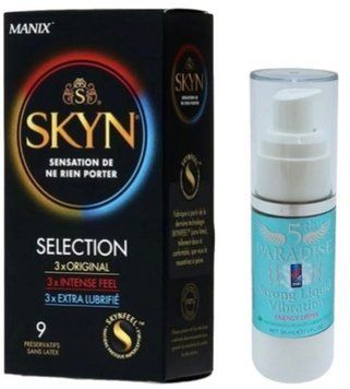 Набір з SKYN Selection (9 шт) + Рідкий вібратор потужний смак: енергетичний напій, 30 мл 5th Paradise SOS9659 фото