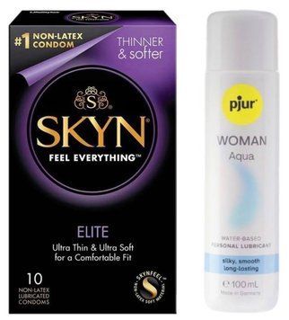 Комплект SKYN Elite 10 шт + Pjur Woman Aqua 100 мл SOS13171 фото