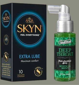 Набір Skyn Extra Lube 10 штук + Спрей Doc Johnson GoodHead DeepThroat Spray - Mystical Mint 59 мл SOS5224 фото