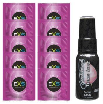 Комплект EXS Extra Safe 10 шт + Doc Johnson GoodHead Tingle Spray Cotton Candy (29 мл) SOS14138 фото