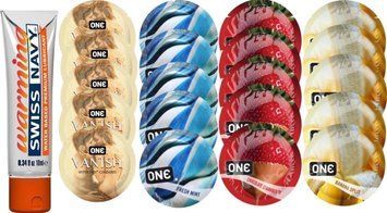Набор из Swiss Navy Warming 10мл + ONE Vanish + ONE Mint + ONEChocolateStrawberry + ONEBanana SOS8590 фото