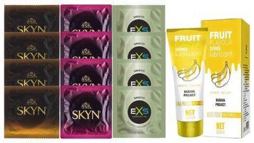 Комплект: Лубрикант OLO Banana (120мл) +8 шт. SKYN+4 шт. EXS Snug Fit SOS10467 фото