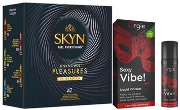 Набір з SKYN Pleasures (42 шт) + Рідкий вібратор Orgie Sexy Vibe (15 мл)  SOS10019 фото