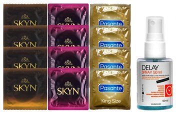 Комплект: Пролонгатор LOVELY LOVERS DELAY SPRAY 50 ML + 8 шт SKYN + 4 шт Pasante King Size SOS10843 фото