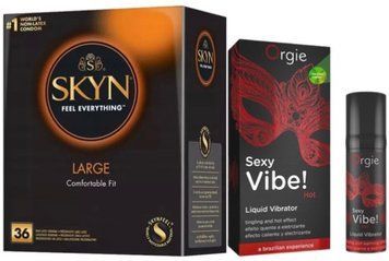 Набір з SKYN Large (36 шт) + Рідкий вібратор Orgie Sexy Vibe (15 мл)  SOS9919 фото