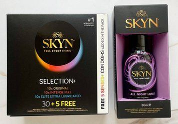 Набір Skyn Selection 30 шт + 5 of 5 Senses + Лубрикант SKYN All Night Long 80 мл  SOS2103 фото