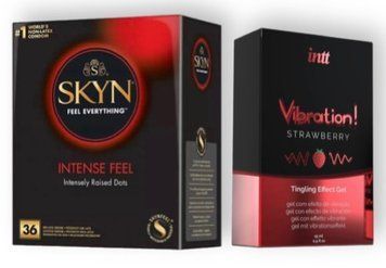 Skyn Intense feel 36 штук + Intt Vibration Strawberry (15 мл) SOS6784 фото