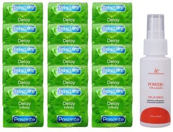 Комплект: Pasante Delay 15 шт + Пролонгатор Doc Johnson Power+ with Yohimbe Delay Spray For Men (59 мл) SOS11076 фото
