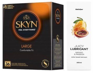 Набор Лубрикант Satisfyer Mango&Passion 300 мл + SKYN Large 36 шт. SOS12837 фото