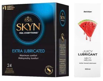 Комплект Лубрикант Satisfyer Juicy Melty Melon 300 мл + SKYN Extra Lube 24 шт SOS12922 фото