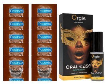 Pasante Chocolate Temptation 10 шт + Orgie &ndash; Oral Ease Deepthroat Mint (15 мл) SOS14013 фото