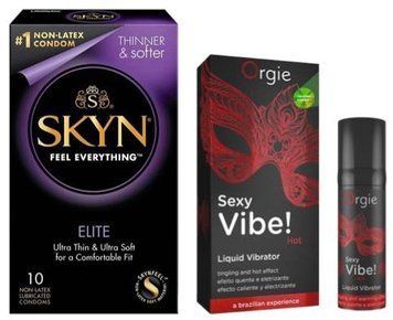 Набор из SKYN Elite (10 шт) + Жидкий вибратор Orgie Sexy Vibe (15 мл) SOS9719 фото