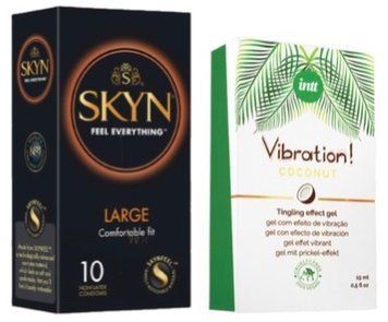 Набір з 10 шт SKYN Large + Рідкий вібратор Intt Vibration Coconut Vegan (15 мл) SOS10315 фото