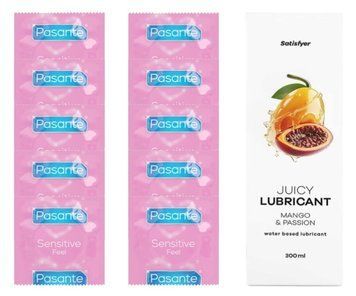 Комплект Pasante extra sensitive 10 шт. + Лубрикант Satisfyer Juicy Lubricant Mango & Passion water based 300 мл SOS11518 фото