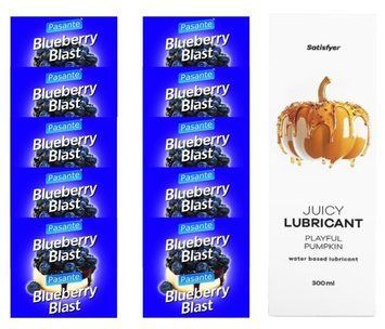 Комплект Pasante Blueberry 10шт. + Лубрикант Satisfyer Juicy Lubricant Playful Pumpkin 300 мл SOS11668 фото