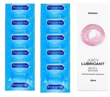 Комплект Pasante Cooling 10шт. + Лубрикант Satisfyer Juicy Lubricant Booty Silicon 150 мл SOS11568 фото