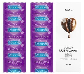 Комплект Pasante Intensity 10шт. + Лубрикант Satisfyer Juicy Lubricant Crazy Crave 300 мл SOS11618 фото
