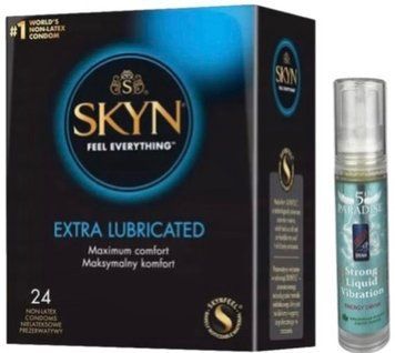 Набір з SKYN Extra Lube (24 шт) + Рідкий вібратор 5th Paradise Liquid Vibrator &mdash; Енергетичний напій (10 мл)  SOS10065 фото