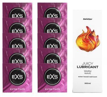 Набор: EXS Extra Thick 10 шт. + Лубрикант Satisfyer Warm Wave 300 мл SOS11176 фото