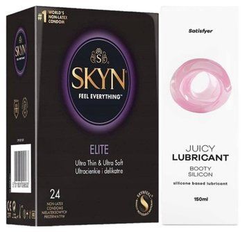 Комплект Лубрикант Satisfyer Juicy Lubricant Booty Silicon 150 мл + SKYN Elite 24 шт SOS12669 фото