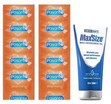Комплект Pasante Warming 10 шт + Swiss Navy Max Size Cream (150 мл)  SOS14389 фото