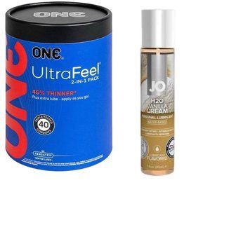 ONE UltraFeel 2-в-1. 40 шт+ Лубрикант на водной основе System JO H2O &mdash; Vanilla Cream (30 мл) SOS6441 фото