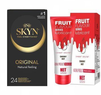 Набір : SKYN Original (24 шт) та Лубрикант OLO зі смаком полуниці 120 мл  SOS58 фото