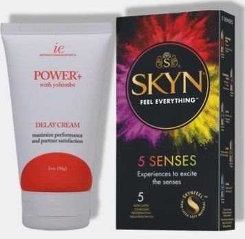 SKYN 5 Senses 5 шт + Пролонгатор Doc Johnson Power Delay Cream 56 г SOS5810 фото