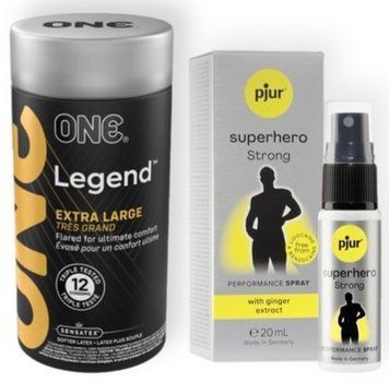 Набор из 12 шт ONE Legend Extra Large + Пролонгатор pjur Superhero Strong Spray 20 ml SOS9065 фото