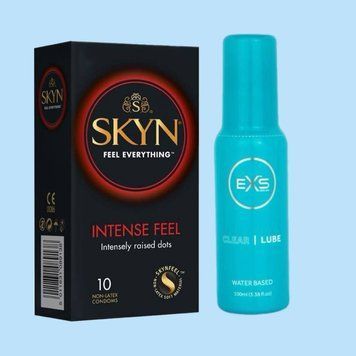Набір SKYN Intense Feel 10 шт та Лубрикант EXS Clear Lube Water Based 100 мл SOS4393 фото